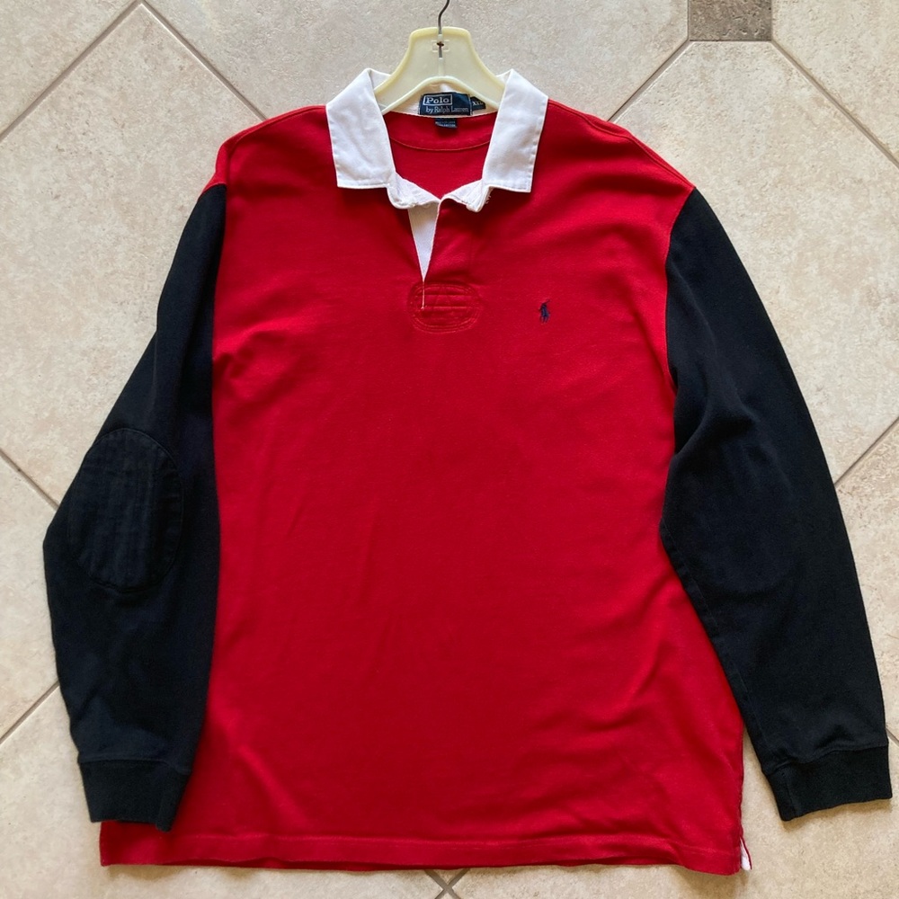 Polo by Ralph Lauren Men's Red and Black Long Sleeve Shirt
